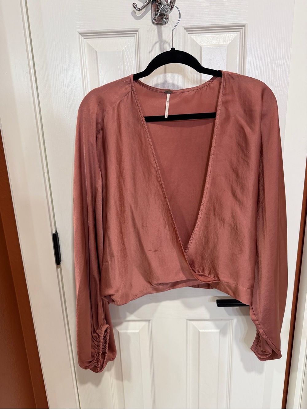 Free People Women's Draped V-Neck Long Sleeve Top - Dusty Rose
